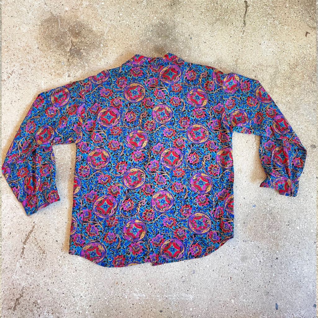 1980s Vintage Floral Paisley Blouse