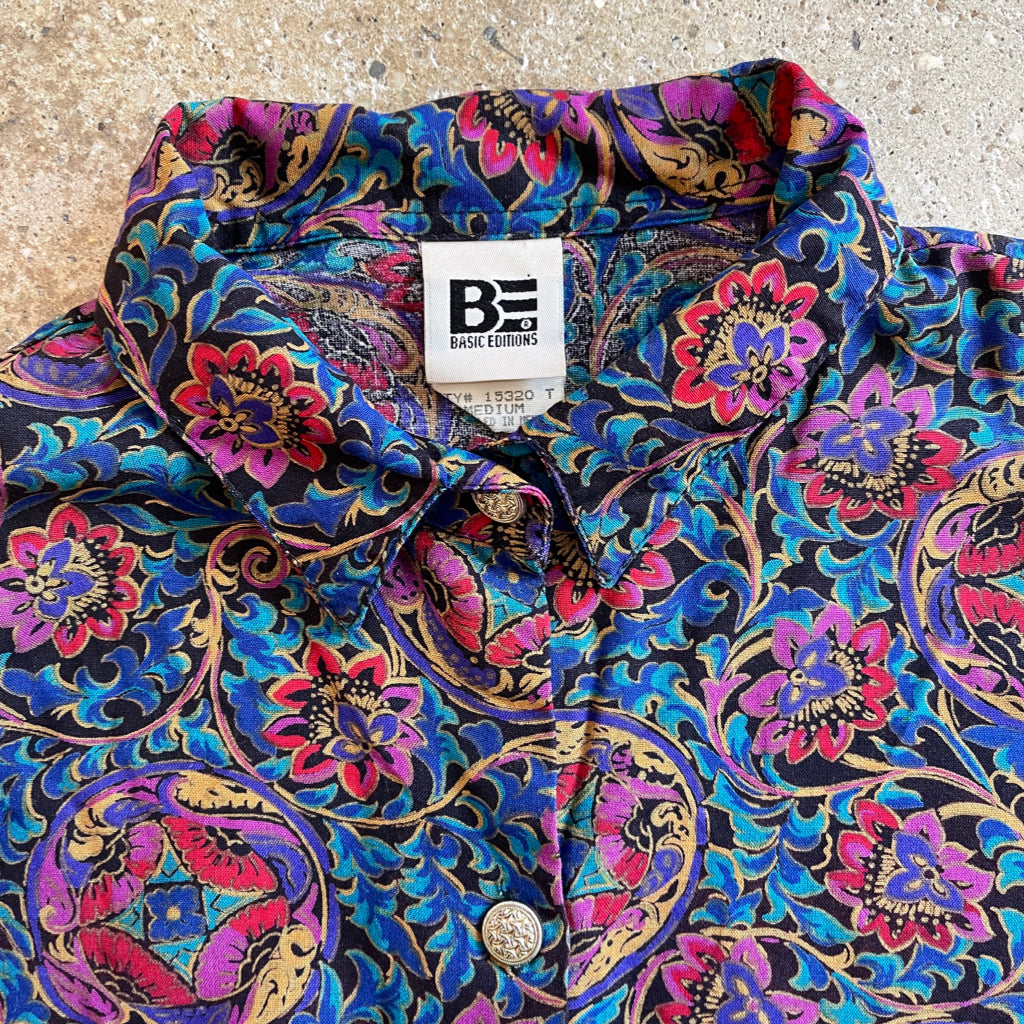 1980s Vintage Floral Paisley Blouse