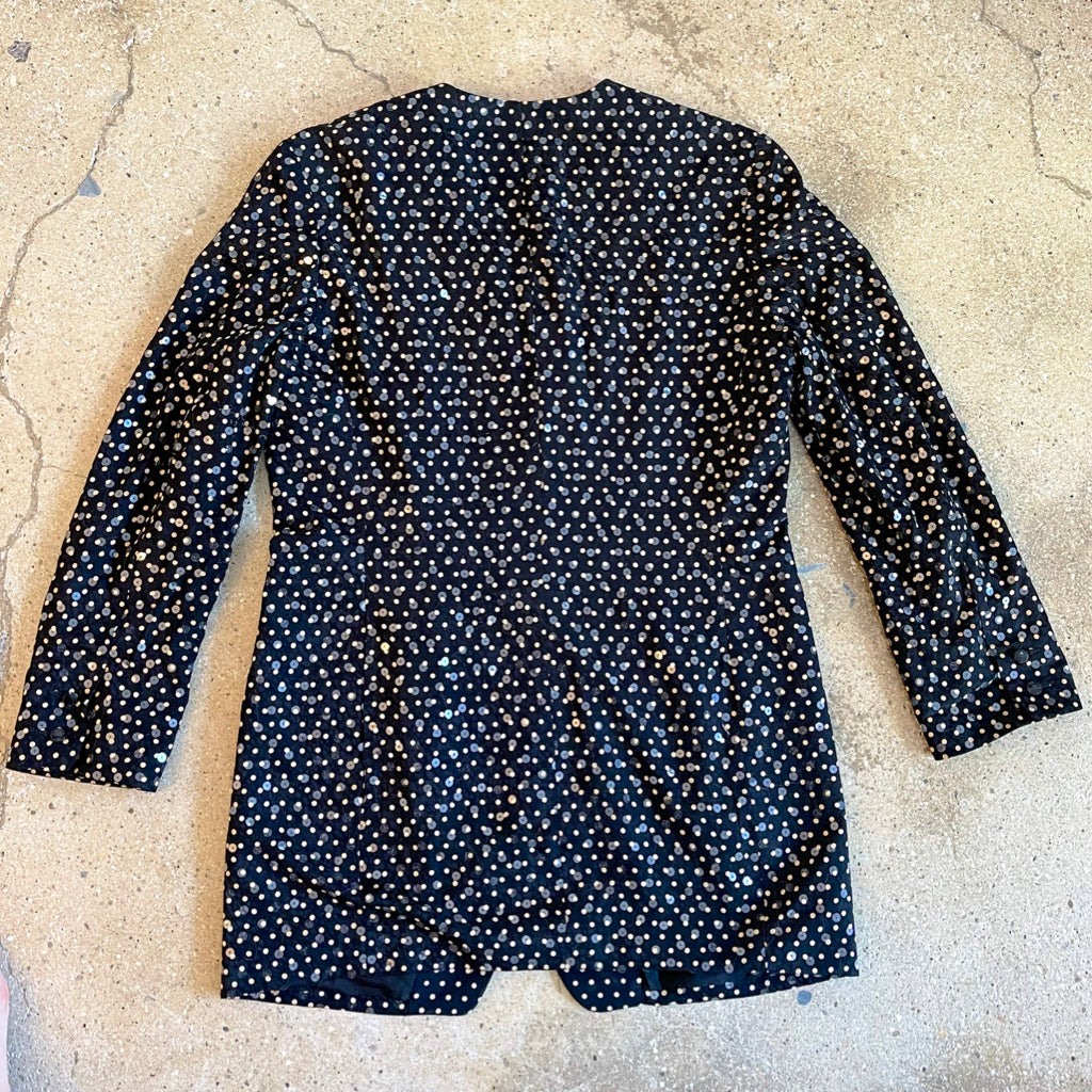 1980s Vintage Anne Klein II Oversized Silk Sequin Blazer