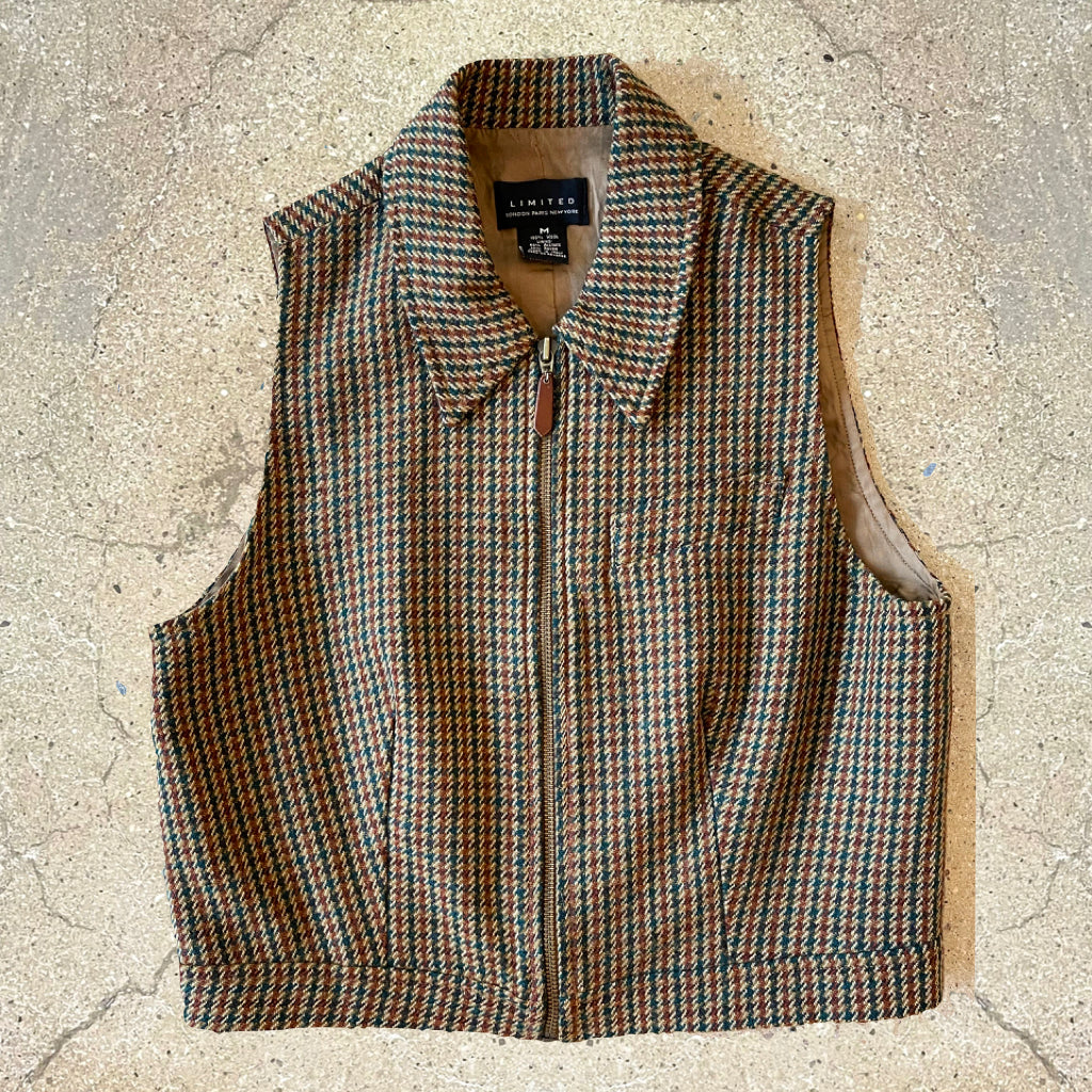 1990s Vintage Countryside Plaid Wool Vest