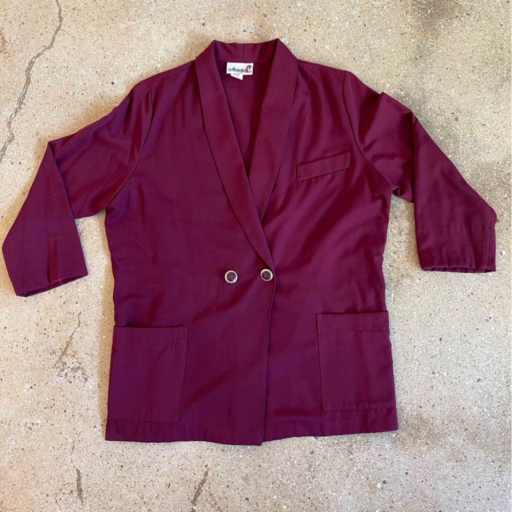 80s/90s Vintage Maroon Blazer with Dope Accent Buttons