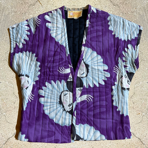 70s/80s Purple Quilted Pierrot Print Bolero Jacket