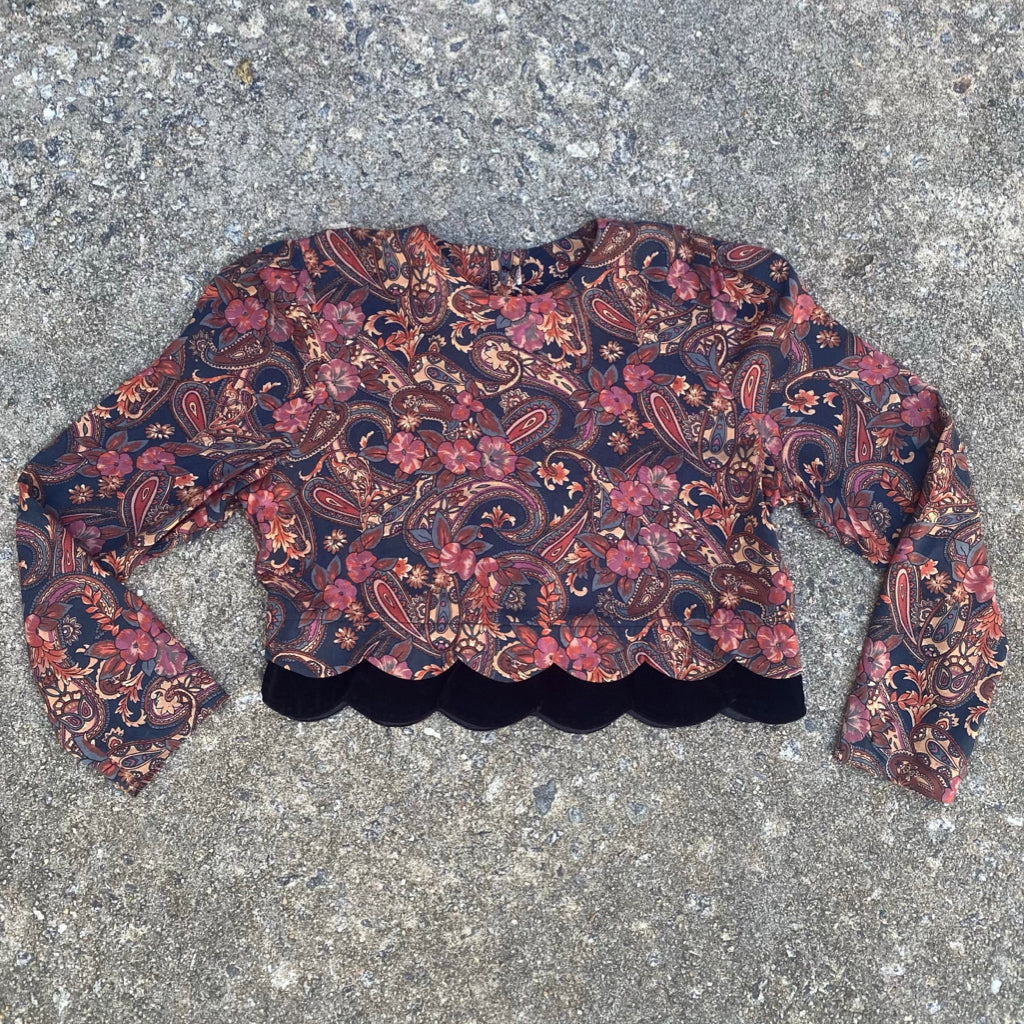 1990s Enhanced Paisley Long Sleeved Crop