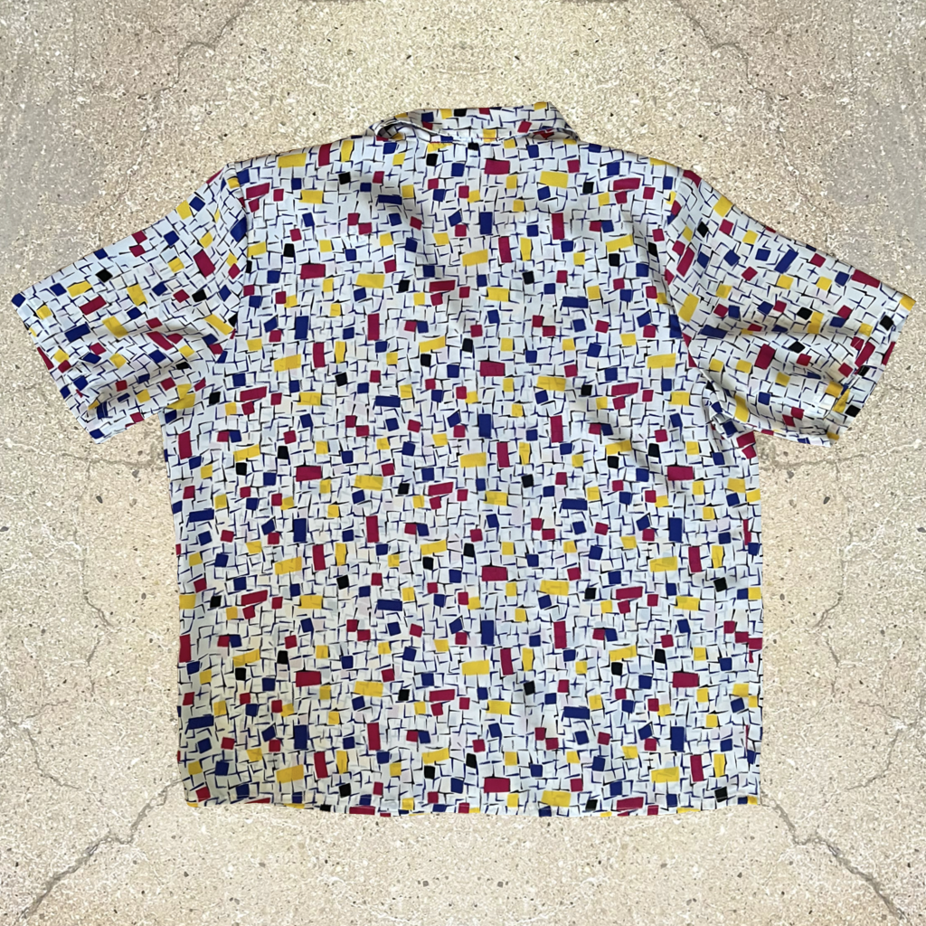 1980s Vintage Geometric Print Short Sleeve Shirt