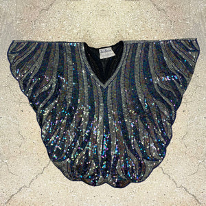 70s/80s Saks Fifth Ave Batwing Sequin Top