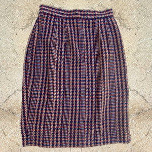 1990s Vintage Wool Plaid Pencil Skirt