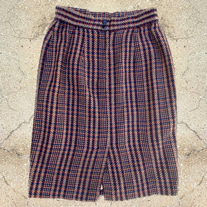 1990s Vintage Wool Plaid Pencil Skirt