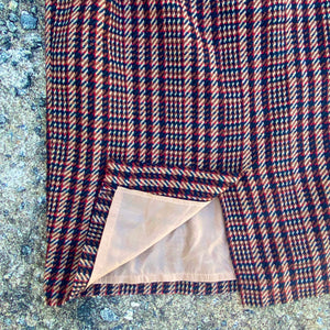 1990s Vintage Wool Plaid Pencil Skirt