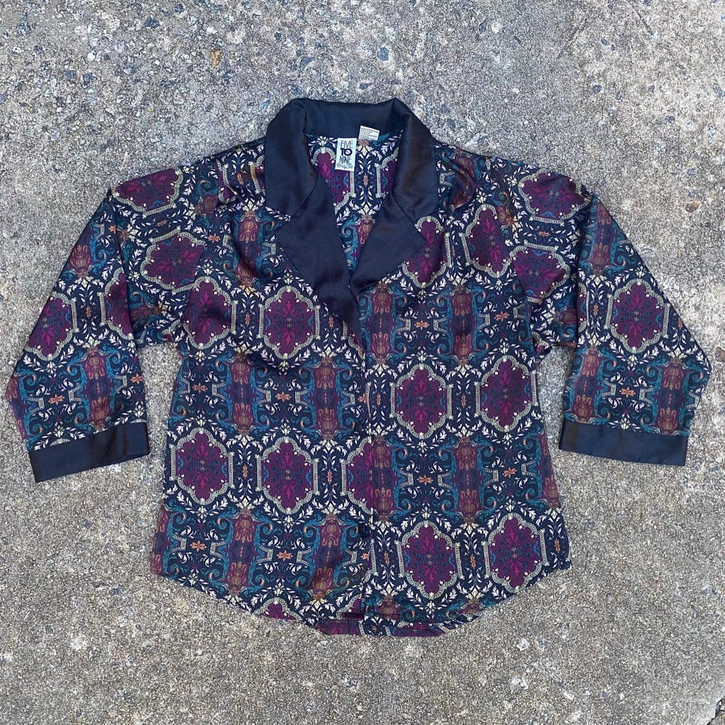 1990s Silky Pajama-Style Blouse