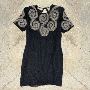 1980/90s Black & Silver Beaded Vintage Dress