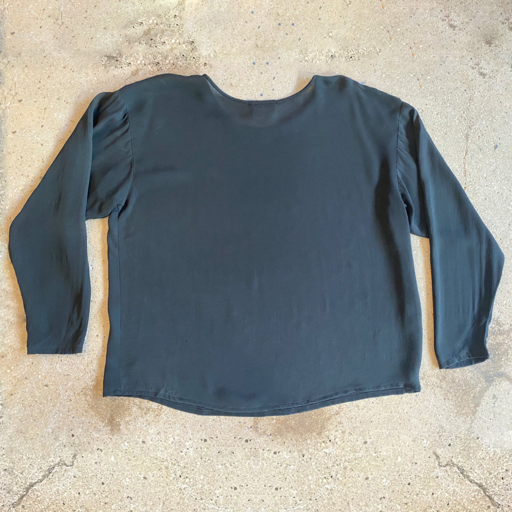 80s/90s Vintage 100% Silk Black Top