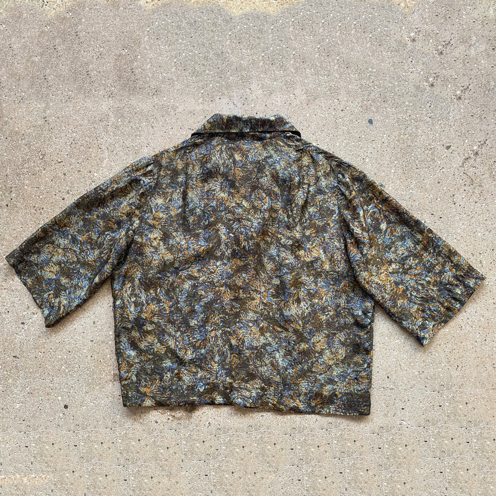 50s/60s Vintage Silk Cropped Floral Blouse