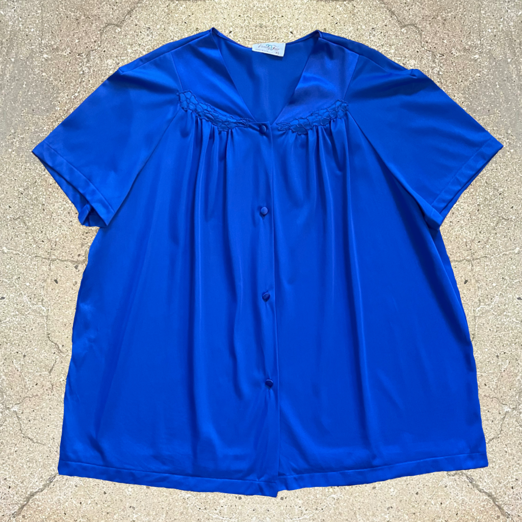 70s/80s Lightweight Vintage Blue Blouse