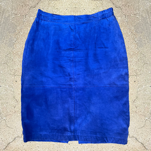 1980s Electric Blue Suede Pencil Skirt