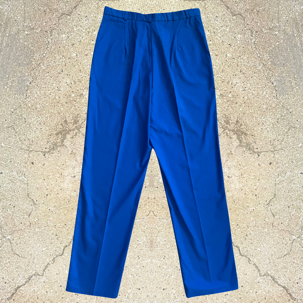 60s/70s Vintage Deadstock High-waisted Blue Trousers