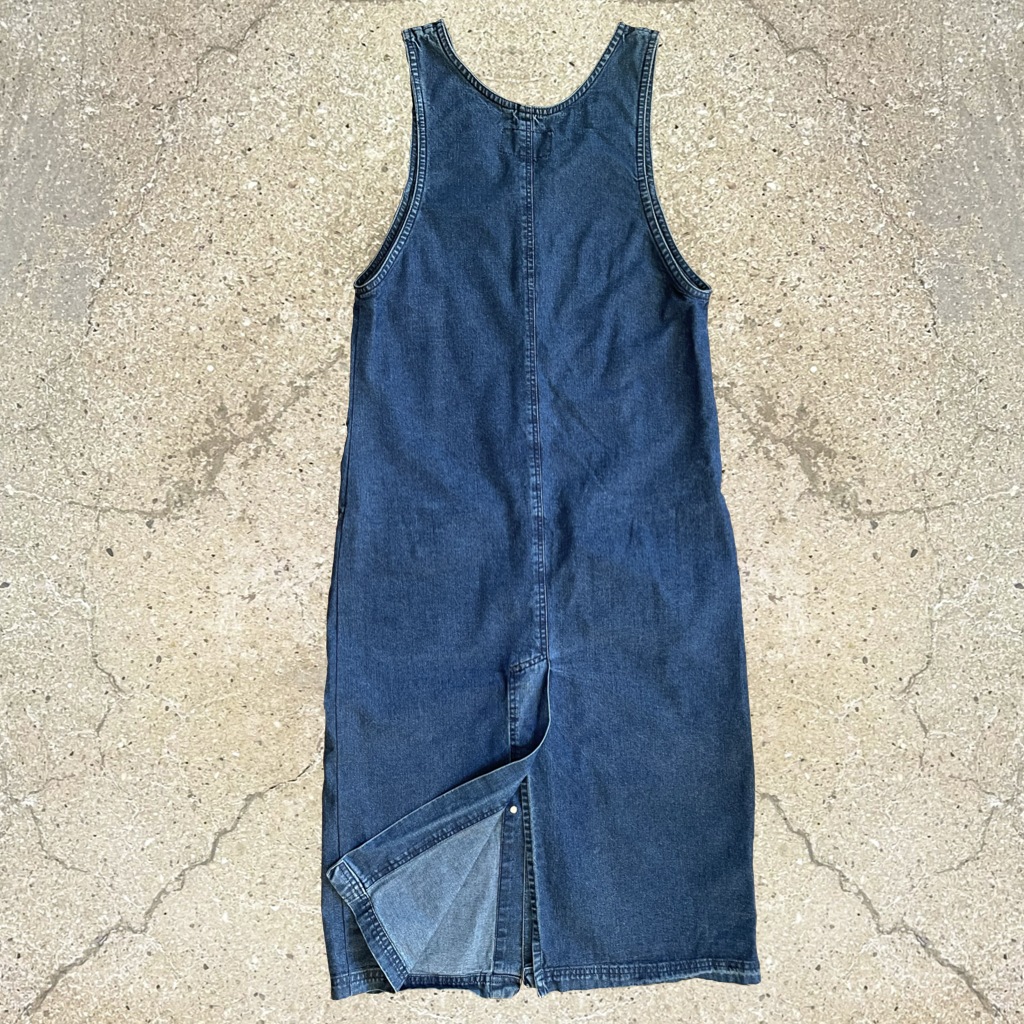 1990s Vintage Sleeveless Denim Button Up Dress