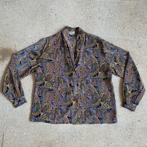 1980s Double-breasted Blouse with Funky Print