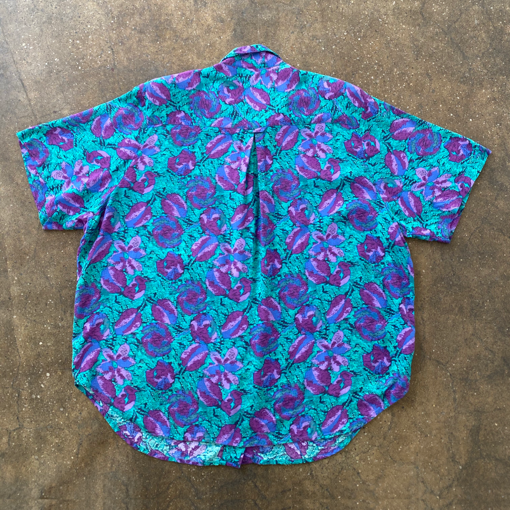 80s/90s Vintage Funky Floral Short Sleeve Blouse