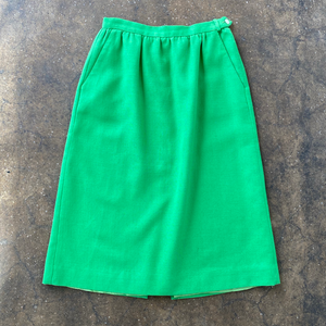 80s Vintage Lime Green High-waisted Pencil Skirt with Pockets