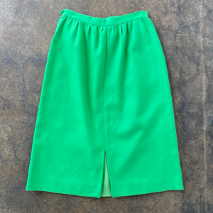 80s Vintage Lime Green High-waisted Pencil Skirt with Pockets