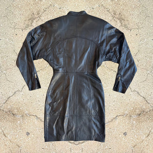 1980s Vintage Marc Buchanan Pelle Pelle Leather Zip-up Dress