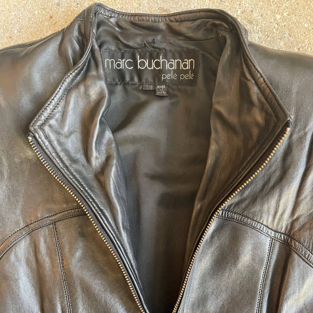 1980s Vintage Marc Buchanan Pelle Pelle Leather Zip-up Dress