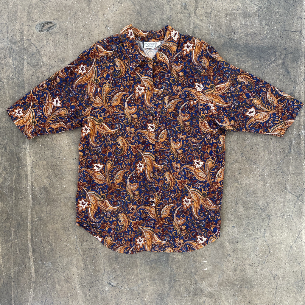 1990s Vintage Paisley Mid-length Sleeve Top