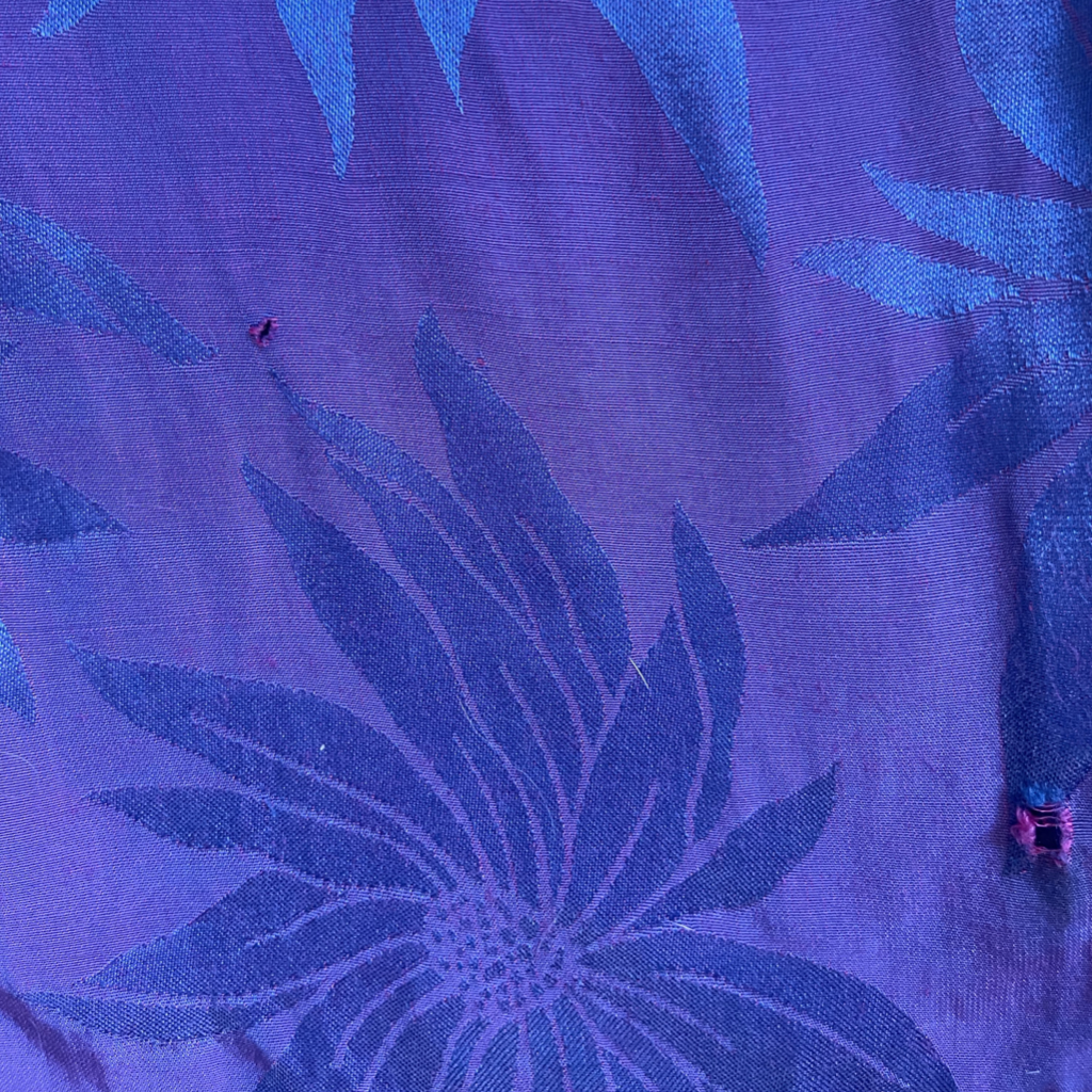 1980s Vintage Iridescent Purple & Blue Floral Jumpsuit