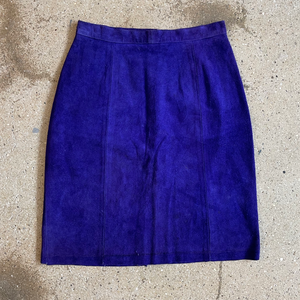 1980s Electric Purple Suede Pencil Skirt